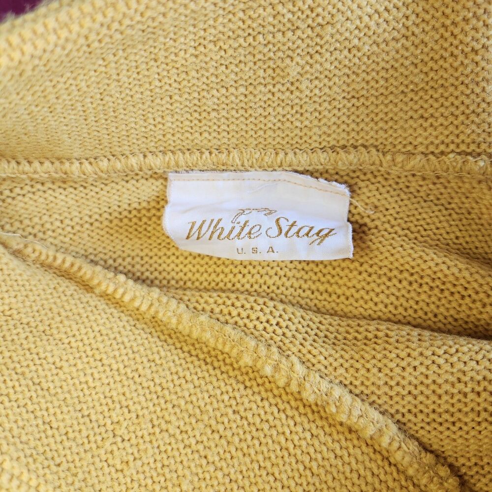 VTG White Stag Mustard Ribbed Turtleneck Sweater Union Made Side Neck Zip (S/M) - Picture 6 of 10